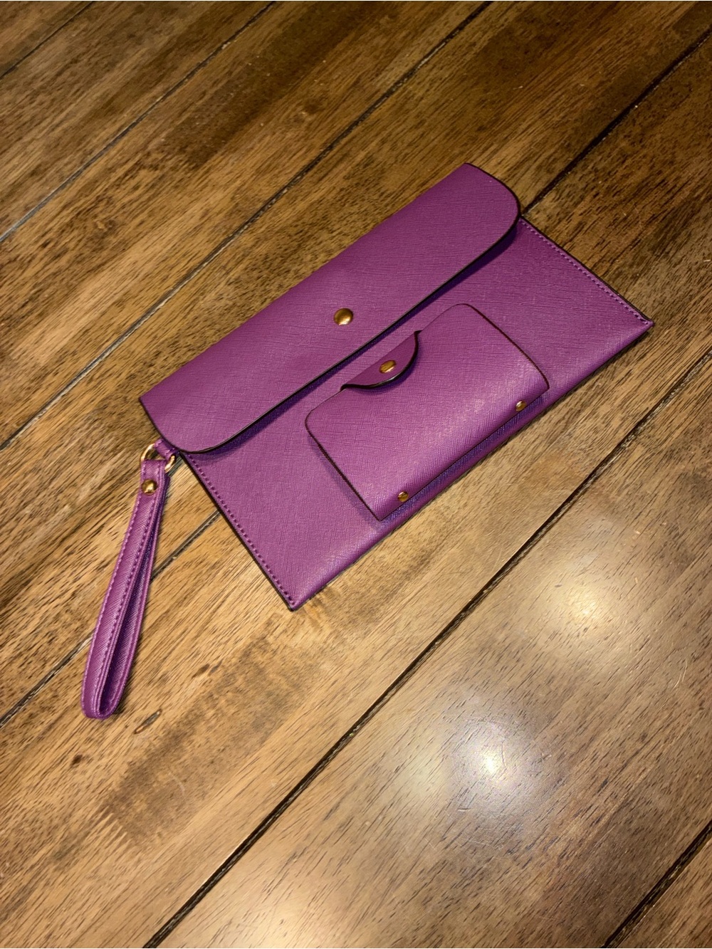Purple Wristlet Clutch Set - Sleek Safiano Leather - Picture 9 of 10